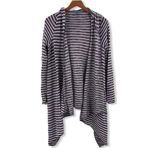 Blue Life‎ Striped Hooded Open Front Sweater